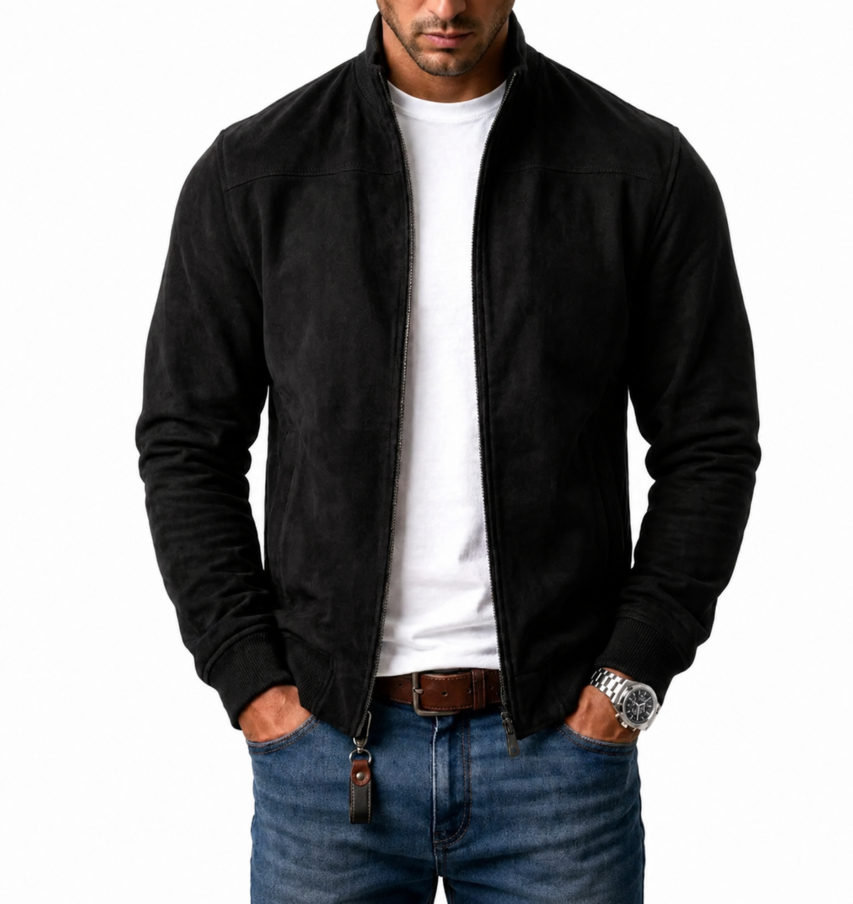 Suede bomber jacket