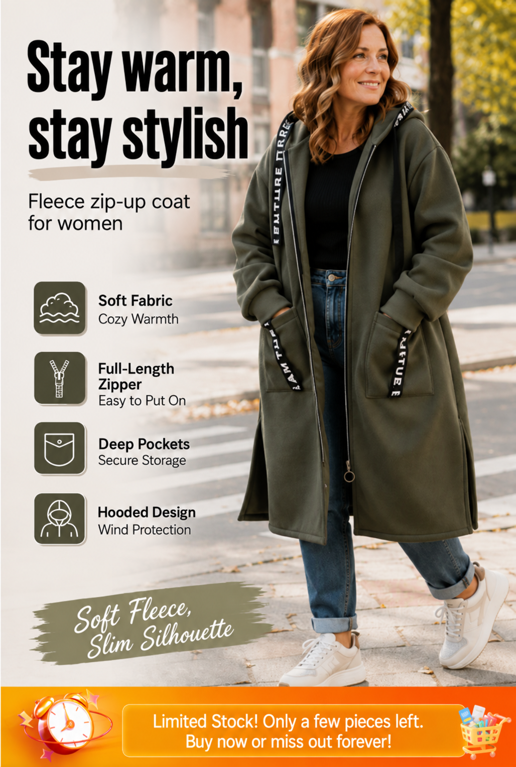 Women's Oversized Hooded Sweatshirt Coat