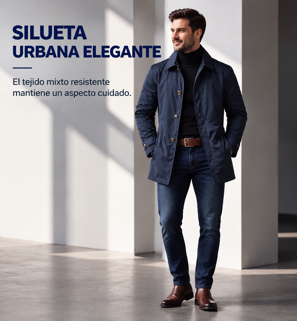 ⏰ Último día de rebajas – 50 % DE DESCUENTO ✨ Trench impermeable para hombre de largo medio.