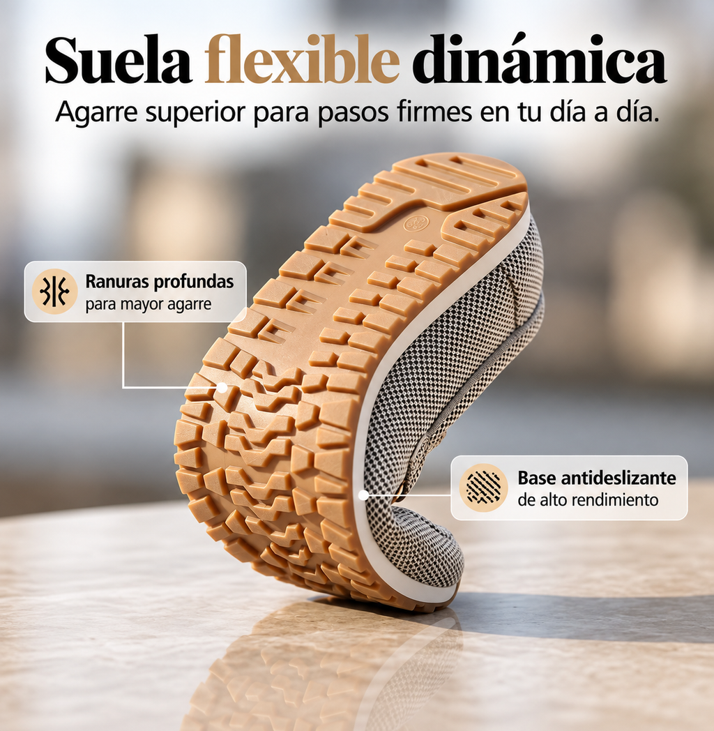 Mocasines casuales de punto para mujer con hebilla metálica.