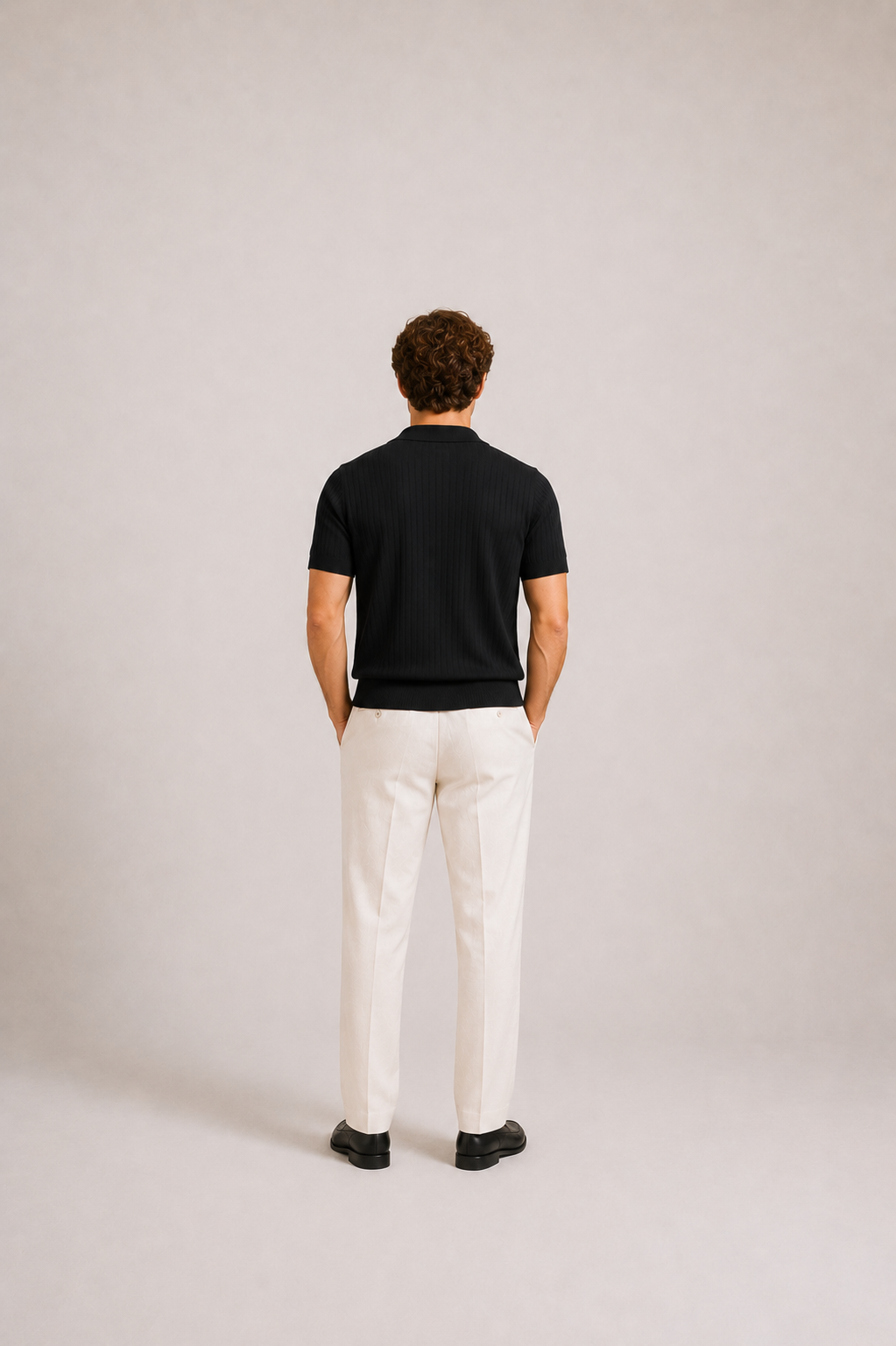 Men's Ribbed Knit Polo Shirt