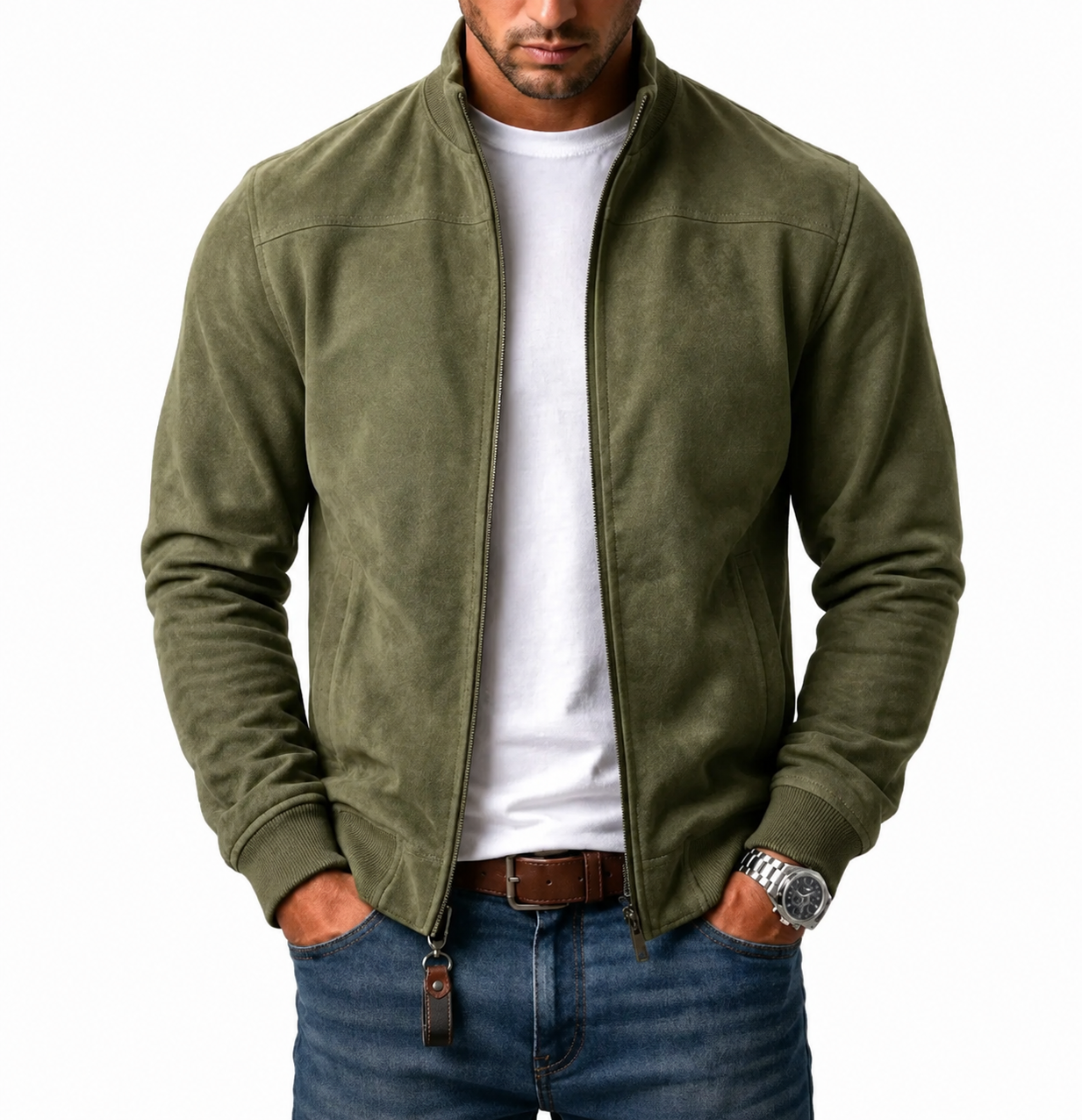 Suede bomber jacket