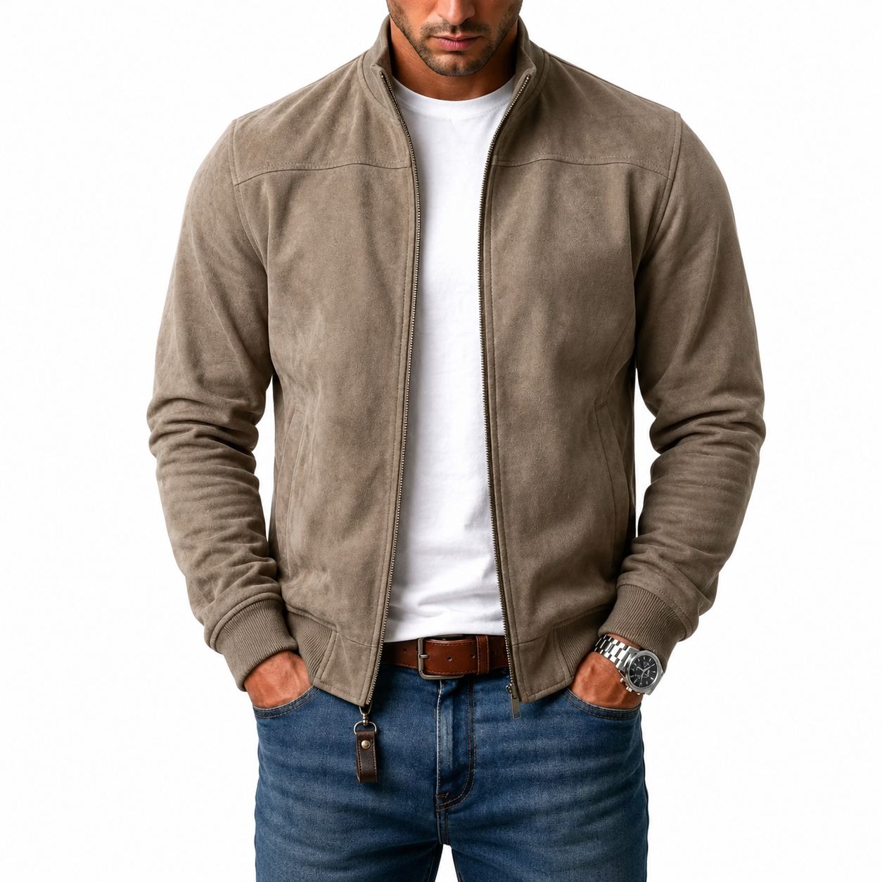 Suede bomber jacket