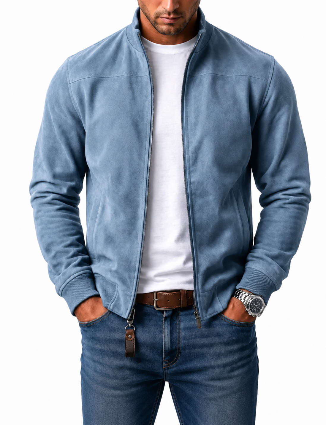 Suede bomber jacket