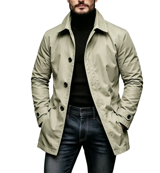 ⏰ Último día de rebajas – 50 % DE DESCUENTO ✨ Trench impermeable para hombre de largo medio.