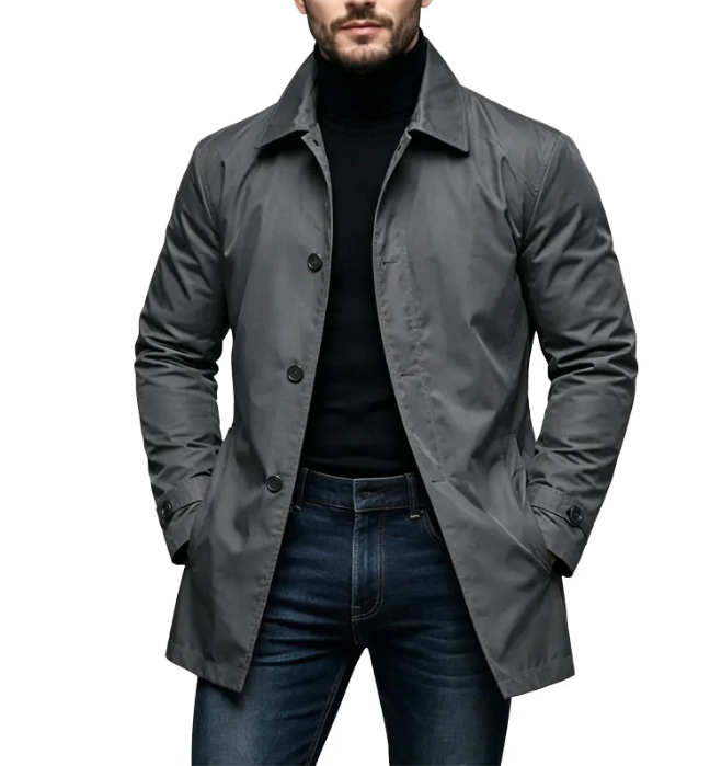 ⏰ Último día de rebajas – 50 % DE DESCUENTO ✨ Trench impermeable para hombre de largo medio.