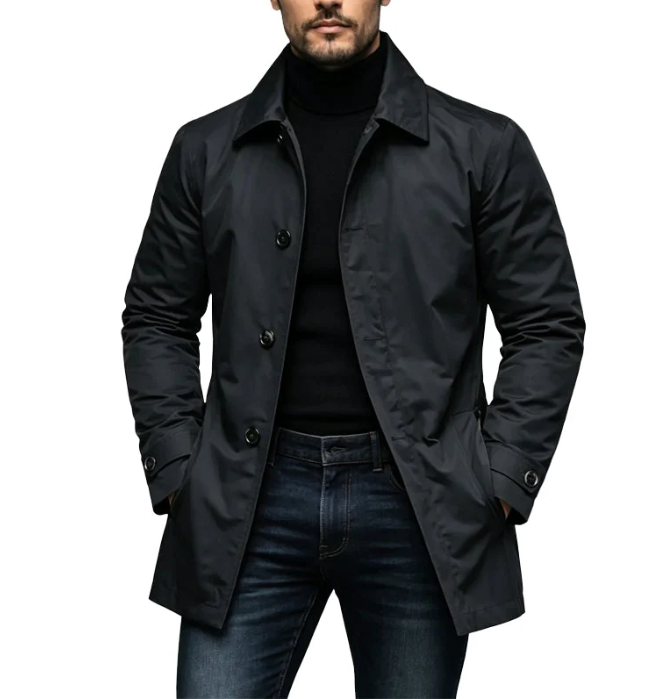 ⏰ Último día de rebajas – 50 % DE DESCUENTO ✨ Trench impermeable para hombre de largo medio.